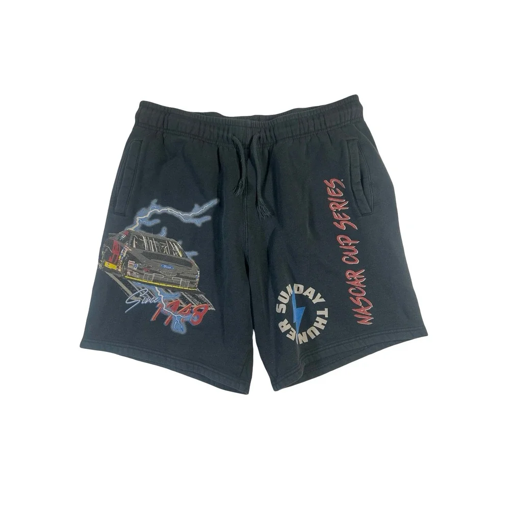 NASCAR Cup Series Sunday Thunder #17Fleece Shorts Mens Large Black Graphic Sweat